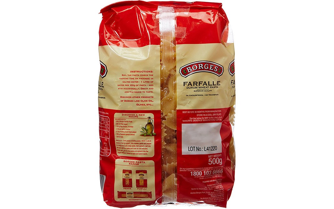 Borges Farfalle Durum Wheat Pasta    Pack  500 grams